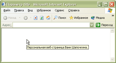 Рис. 1. Отображение аргумента параметра title тега HTML